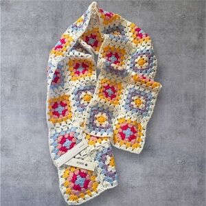 Aqua Colorful Crocheted Scarf